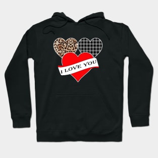 Women's Striped Plaid Printed Heart Valentine's Day Hoodie